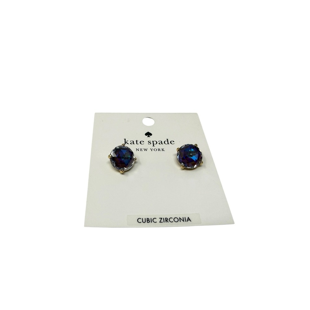 Kate Spade New York Gold-Tone Round Blue/Purple Cubic Zirconia Stud Earrings